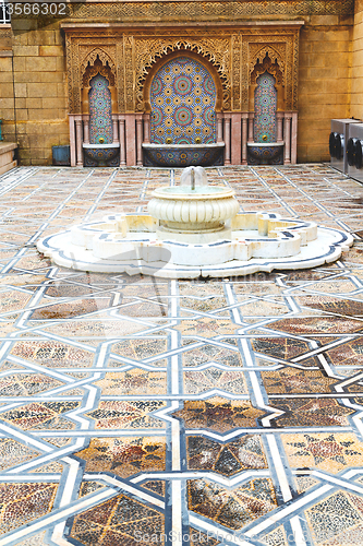 Image of fountain in morocco old antique construction  mousque palace