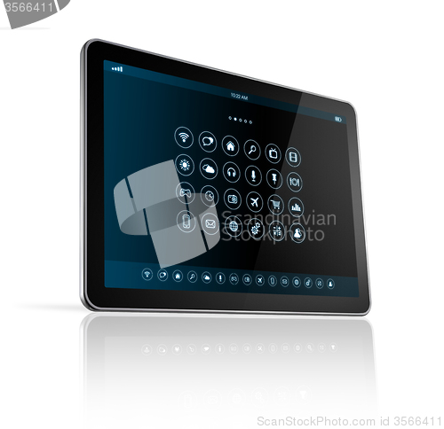 Image of digital tablet pc with apps icons interface