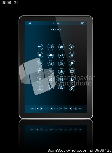 Image of digital tablet with apps icons interface