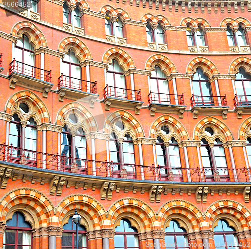 Image of old wall architecture in london england windows and brick exteri