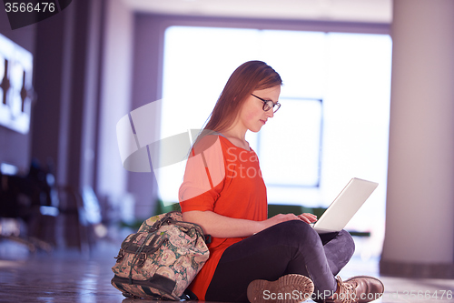 Image of student girl with laptop computer