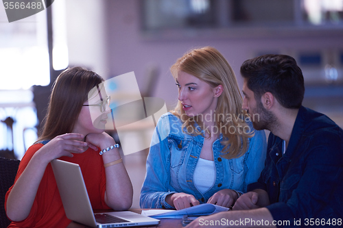 Image of students group working on school  project  together