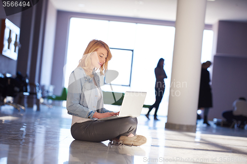 Image of student girl with laptop computer