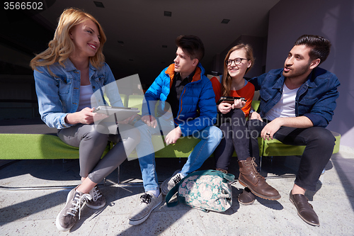 Image of students group standing together as team
