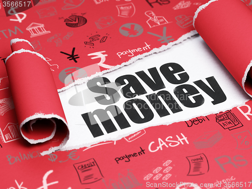 Image of Banking concept: black text Save Money under the piece of  torn paper