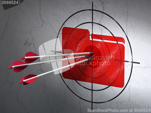 Image of Finance concept: arrows in Folder target on wall background