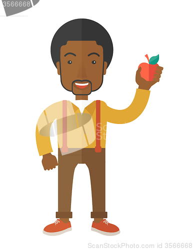 Image of Man holding apple.