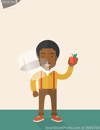 Image of Man holding apple.