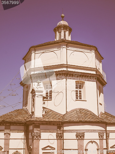 Image of Retro looking Monte Cappuccini church in Turin