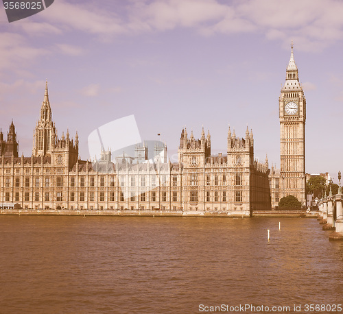 Image of Retro looking Houses of Parliament in London