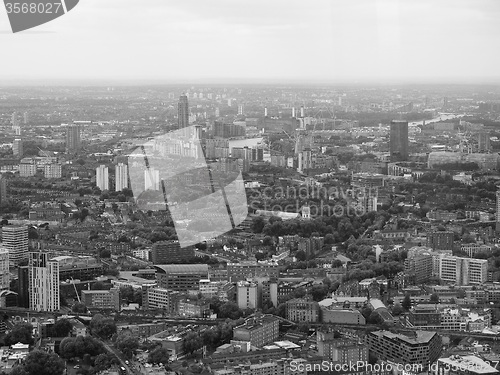 Image of Black and white Aerial view of London