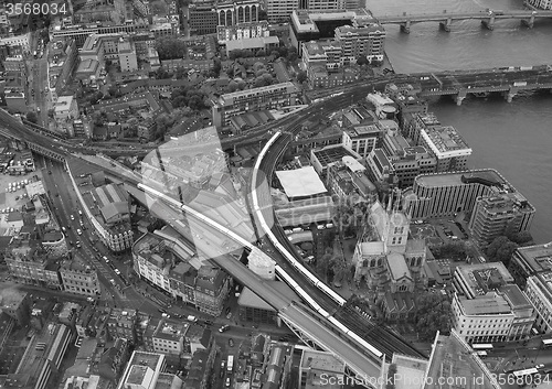 Image of Black and white Aerial view of London