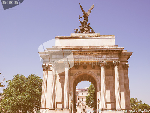 Image of Retro looking Wellington arch in London