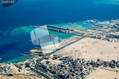 Image of Aerial view onto Hurghada Coast. Egypt