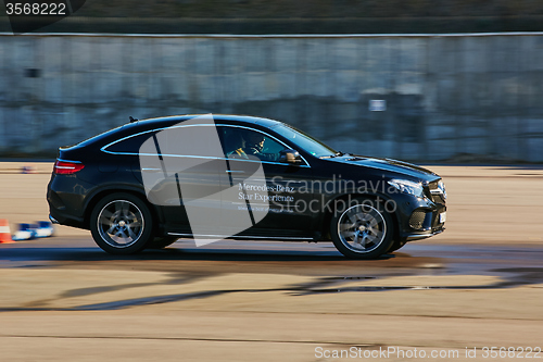 Image of Kiev, Ukraine - OCTOBER 10, 2015: Mercedes Benz star experience. The series of test drives