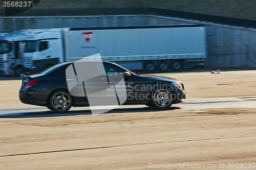 Image of Kiev, Ukraine - OCTOBER 10, 2015: Mercedes Benz star experience. The series of test drives