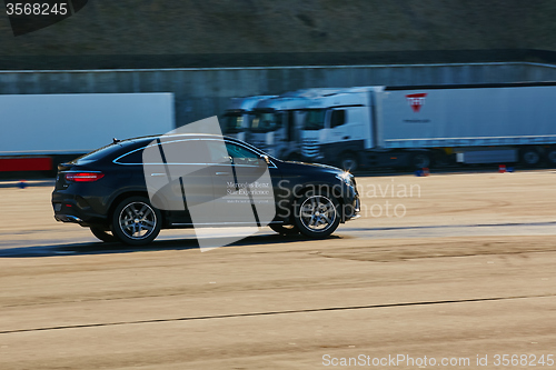 Image of Kiev, Ukraine - OCTOBER 10, 2015: Mercedes Benz star experience. The series of test drives