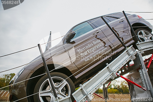 Image of Kiev, Ukraine - OCTOBER 10, 2015: Mercedes Benz star experience. The series of test drives