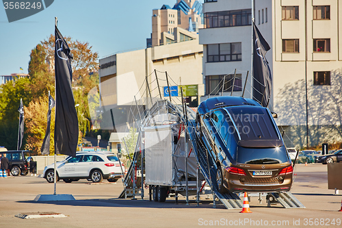 Image of Kiev, Ukraine - OCTOBER 10, 2015: Mercedes Benz star experience. The series of test drives