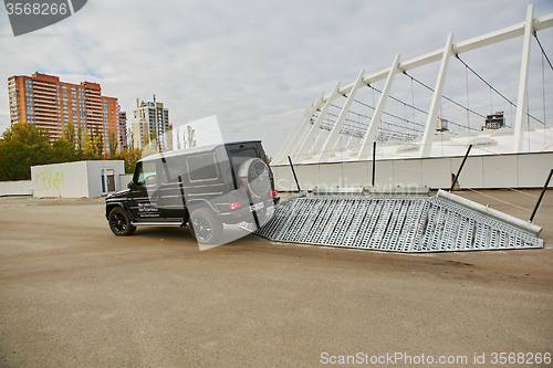 Image of Kiev, Ukraine - OCTOBER 10, 2015: Mercedes Benz star experience. The interesting series of test drives