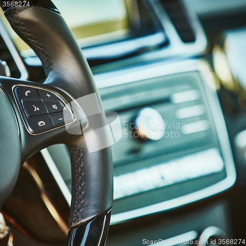 Image of Luxury car interior details.