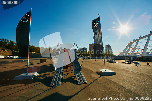 Image of Kiev, Ukraine - OCTOBER 10, 2015: Mercedes Benz star experience. The series of test drives