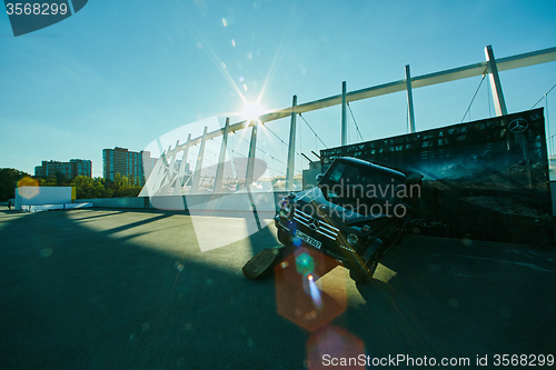 Image of Kiev, Ukraine - OCTOBER 10, 2015: Mercedes Benz star experience. The interesting series of test drives