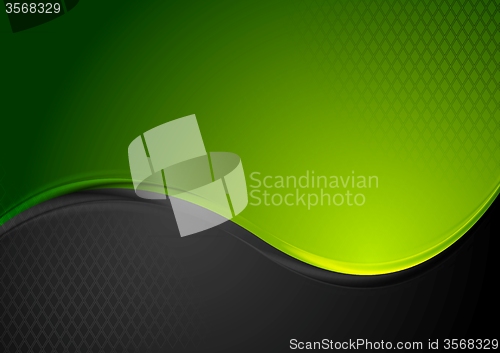 Image of Green and black contrast wavy background