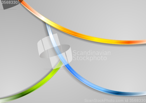 Image of Bright glossy waves abstract background