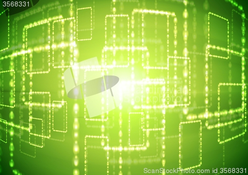 Image of Bright green abstract background with shiny squares