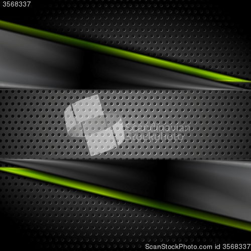 Image of Tech dark glossy background with perforated metal texture