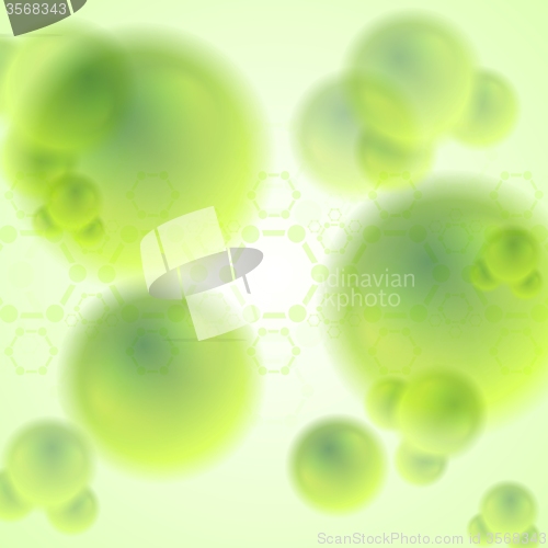 Image of Green abstract molecules vector background