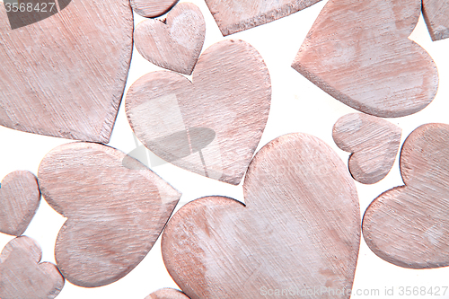 Image of wooden hearts isolated