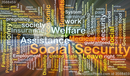 Image of Social security background concept glowing