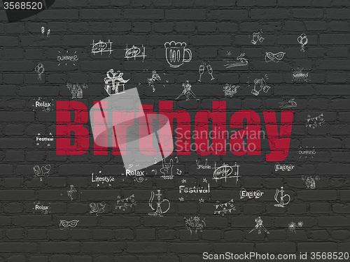 Image of Entertainment, concept: Birthday on wall background