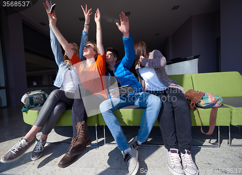 Image of students group taking selfie