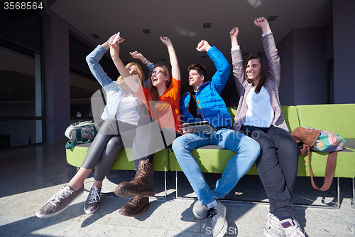 Image of students group taking selfie