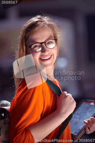 Image of student girl with tablet computer