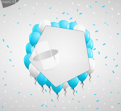 Image of pentagon badge and blue balloons