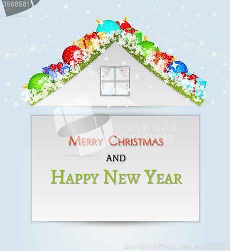 Image of roof with many christmas objects
