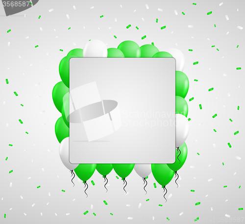 Image of green balloons and confetti