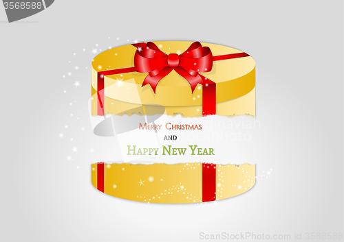 Image of yellow broken present with red ribbon