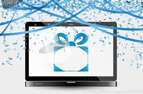 Image of celebration image with laptop