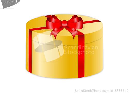 Image of oval present with red ribbon