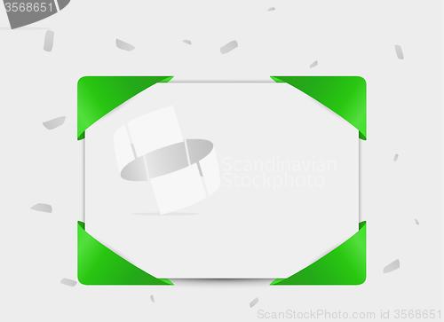 Image of blank card with confetti and ribbons