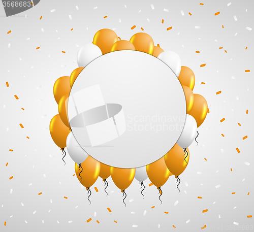 Image of circle badge and orange balloons