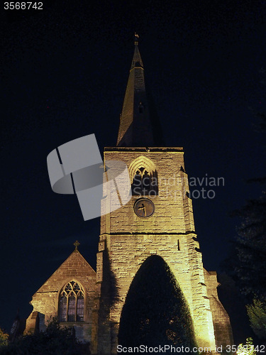 Image of St Mary Magdalene church in Tanworth in Arden at night