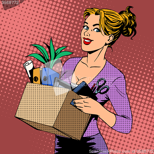 Image of New job business lady comes to the office