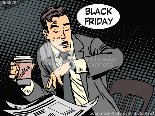 Image of Black Friday businessman in cafe
