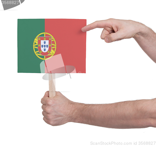 Image of Hand holding small card - Flag of Portugal